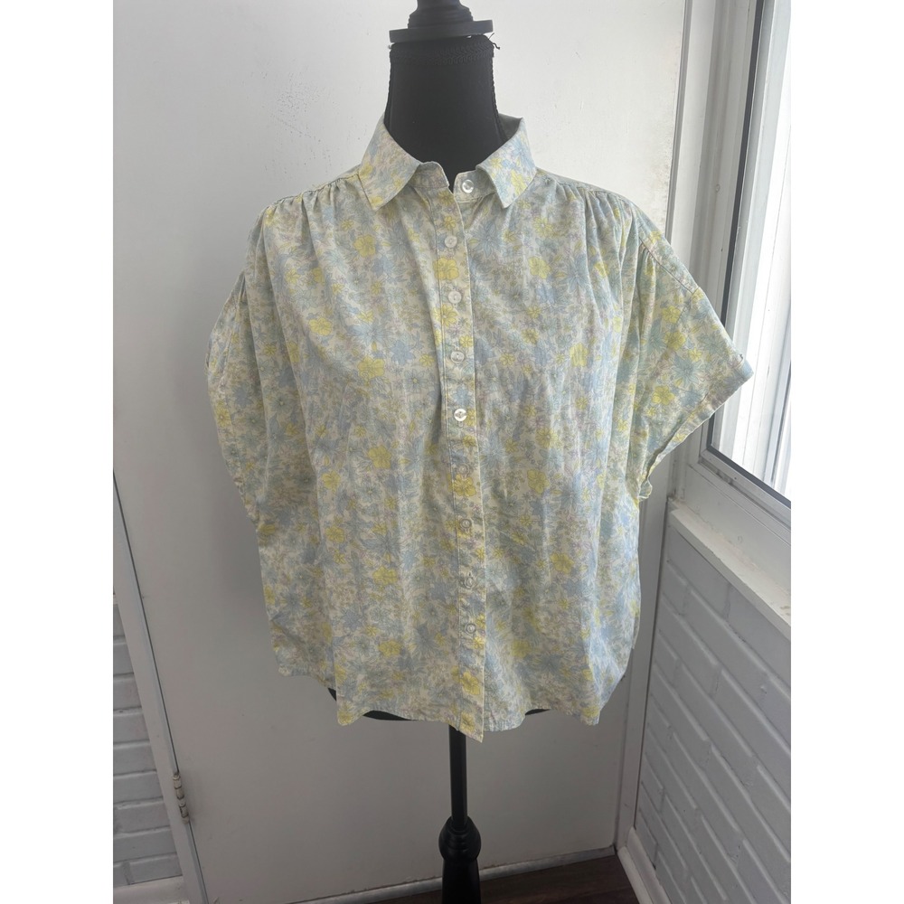 Free People Bring It Back Floral Button Down Shirt‎ small boho oversized layered - Picture 2 of 8